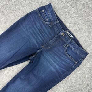 Lee Womens Regular Fit Straight‎ Leg Mid Rise Dark Wash Jeans 12P 1CMSEW2